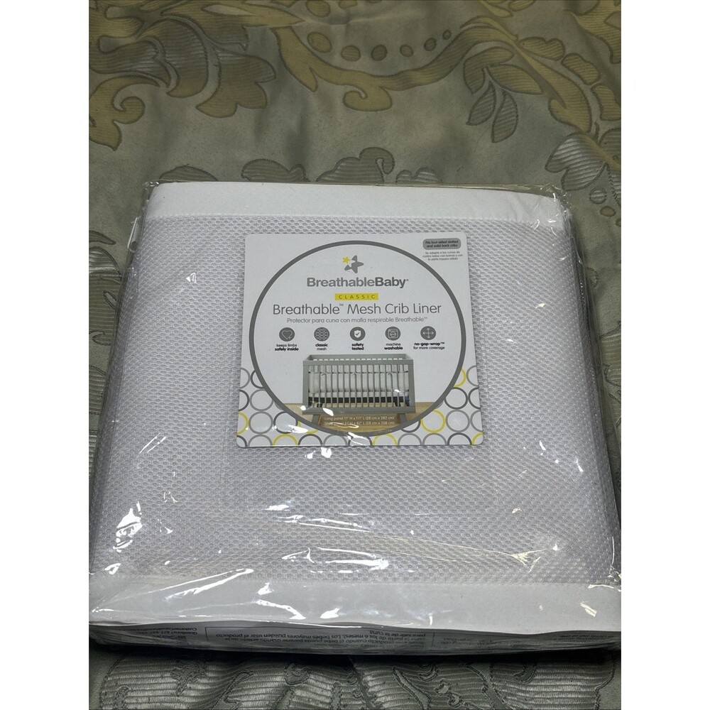 BreathableBaby Breathable Mesh Crib Liner Classic Collection White - New !!